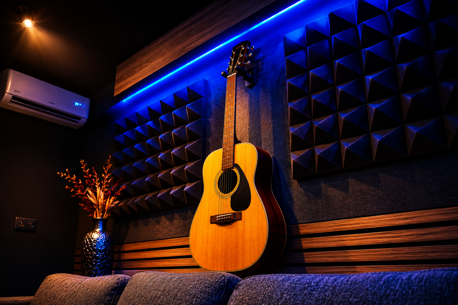Guitar and acoustic treatment in Sproduction Studio