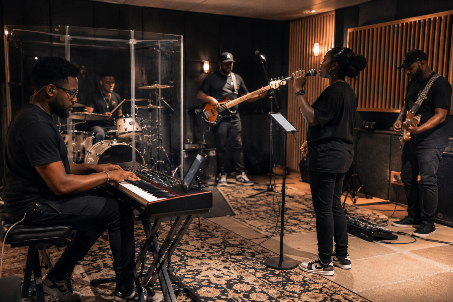 Band recording live in Sproduction Studio