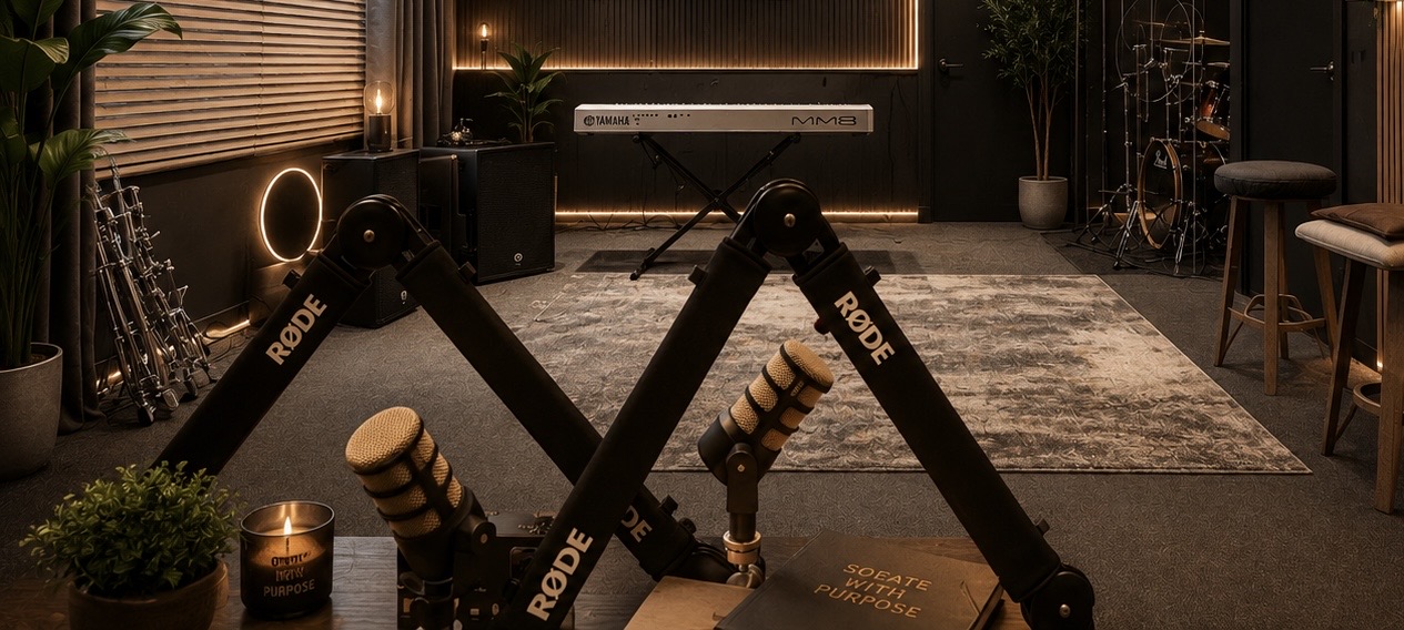 Podcast microphones in the Sproduction Studio